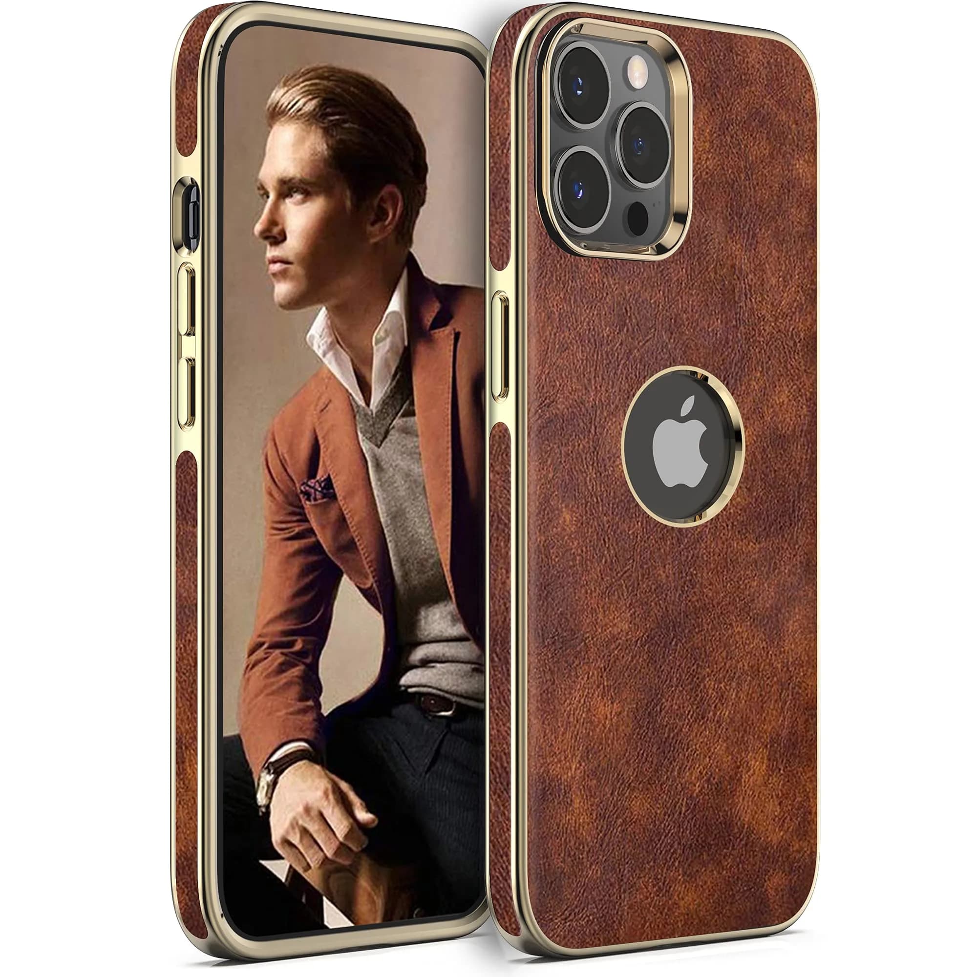 LOHASIC for iPhone 13 Pro Max Leather Case, Slim Phone Case, Vintage Brown | Elegant & Protective - main product image