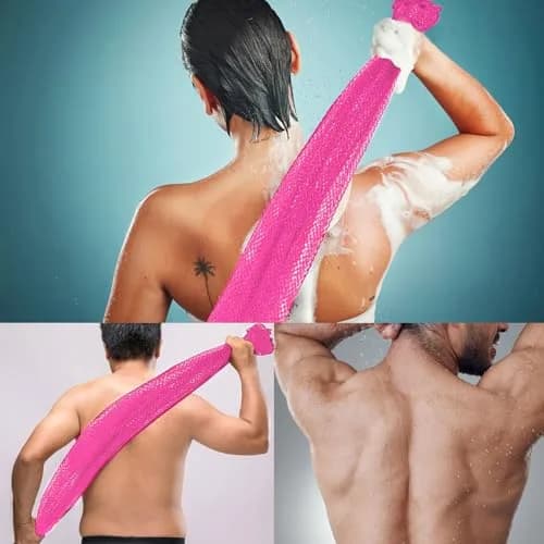 JASSINS African Net Sponge Pink | Exfoliating Body Shower Scrubber 170cm (5.6ft) thumbnail 4