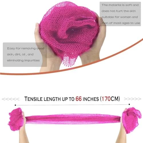 JASSINS African Net Sponge Pink | Exfoliating Body Shower Scrubber 170cm (5.6ft) thumbnail 3