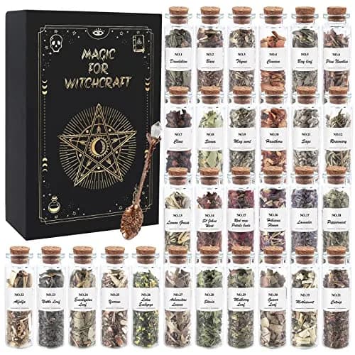 HOOMUU 30-Pack Witchcraft Herbs and Flowers for Altar Crafts | Natural Dried Botanicals for Spell Jars, DIY Gifts, and Home Decor thumbnail 1