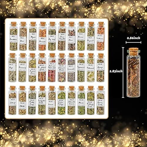HOOMUU 30-Pack Witchcraft Herbs and Flowers for Altar Crafts | Natural Dried Botanicals for Spell Jars, DIY Gifts, and Home Decor thumbnail 4