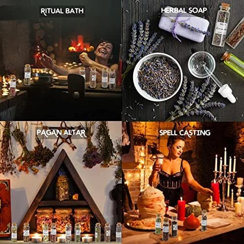 HOOMUU 30-Pack Witchcraft Herbs and Flowers for Altar Crafts | Natural Dried Botanicals for Spell Jars, DIY Gifts, and Home Decor thumbnail 5
