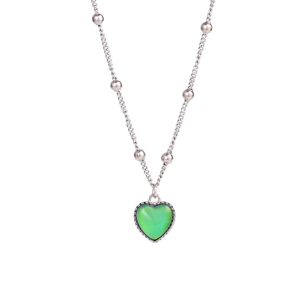 Yocoyee Color Change Love Heart Pendant Necklace 1.4cm | Temperature-Sensitive, Trendy Jewelry for Women — Necklace