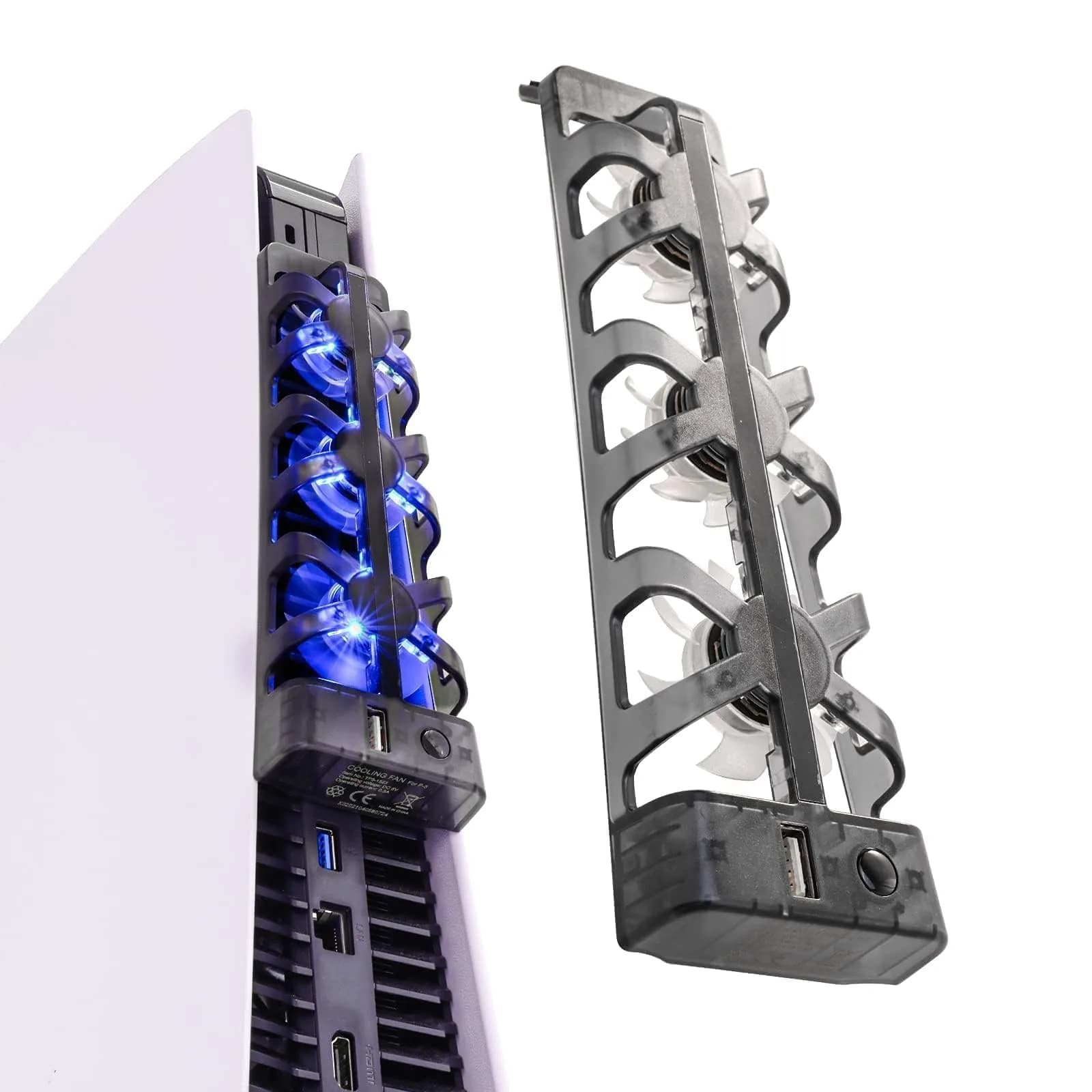 NANANINO Cooling Fan for PS5 Console | 3-Fan External Cooler with USB Charging, Blue LED, Quiet Operation