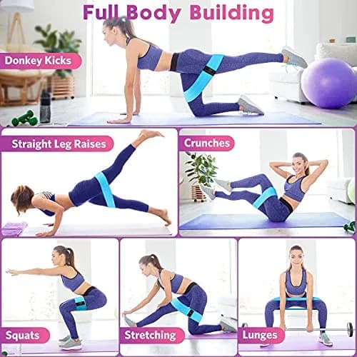 Renoj Resistance Bands for Working Out 3-Set | Heavy/Medium/Light Fabric Loops for Women Men thumbnail 5