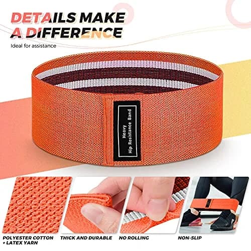 Renoj Resistance Bands for Working Out 3-Set | Heavy/Medium/Light Fabric Loops for Women Men thumbnail 6