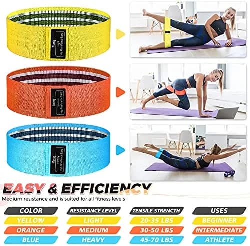 Renoj Resistance Bands for Working Out 3-Set | Heavy/Medium/Light Fabric Loops for Women Men thumbnail 7