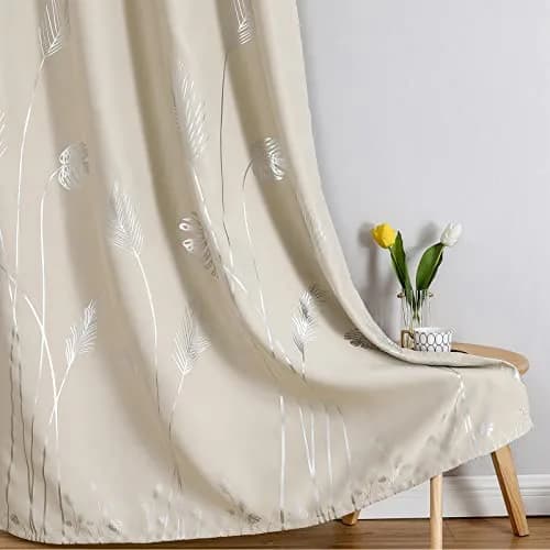Estelar Textiler Cream Patterned Curtains for Living Room Bedroom 42W x 96L | Blackout, Energy Saving thumbnail 7