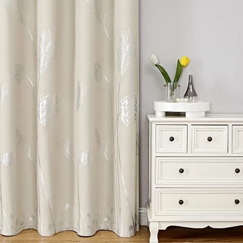 Estelar Textiler Cream Patterned Curtains for Living Room Bedroom 42W x 96L | Blackout, Energy Saving thumbnail 2