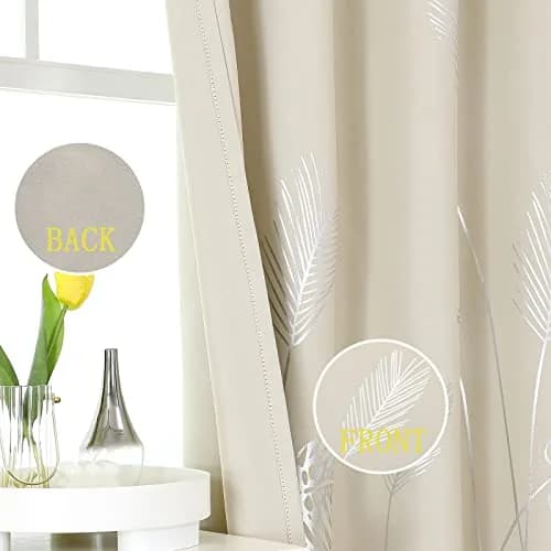 Estelar Textiler Cream Patterned Curtains for Living Room Bedroom 42W x 96L | Blackout, Energy Saving thumbnail 3