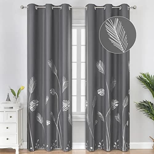 Estelar Textiler Dark Gray Blackout Patterned Curtains 42x84 inch | Energy Saving & Elegant Design thumbnail 1