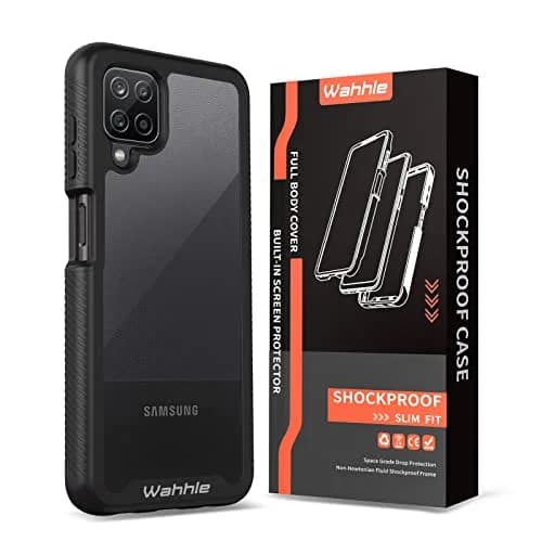 wahhle Compatible with Samsung Galaxy A12 Case, Built-in Screen Protector, Shockproof Slim Fit Bumper, Black/Clear | Full Body Protection thumbnail 7