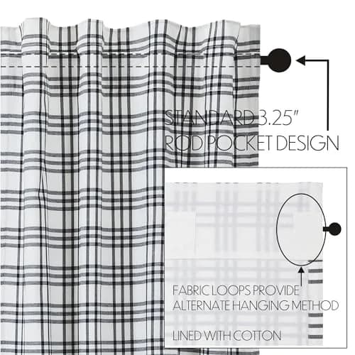 VHC Brands Sawyer Mill Plaid Valance 16x60 in. Black Cotton | Farmhouse Country Style Window Decor thumbnail 5