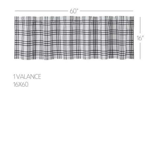 VHC Brands Sawyer Mill Plaid Valance 16x60 in. Black Cotton | Farmhouse Country Style Window Decor thumbnail 2