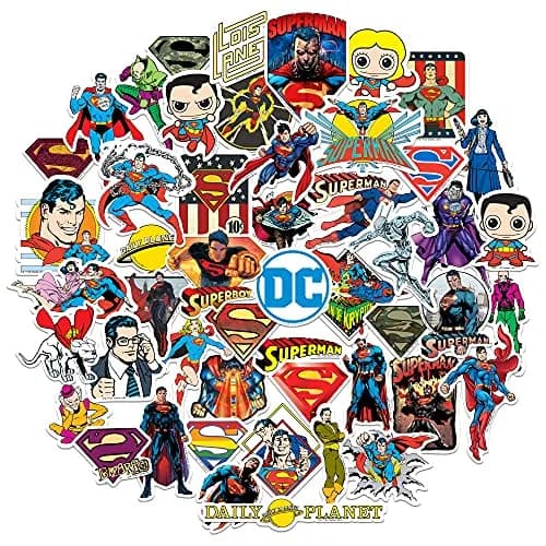 GRAPHICS & MORE Superman 50 Sticker Pack Waterproof Vinyl Decals | DC Comics Hero thumbnail 1