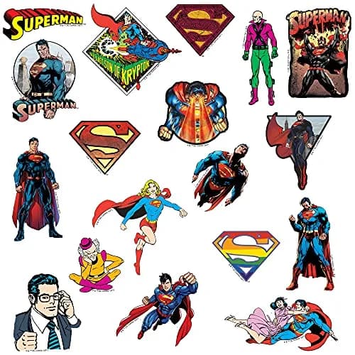 GRAPHICS & MORE Superman 50 Sticker Pack Waterproof Vinyl Decals | DC Comics Hero thumbnail 4