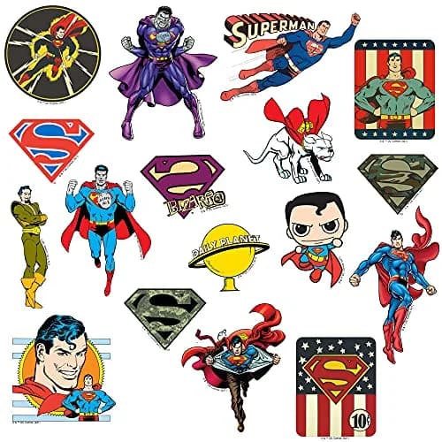 GRAPHICS & MORE Superman 50 Sticker Pack Waterproof Vinyl Decals | DC Comics Hero thumbnail 3