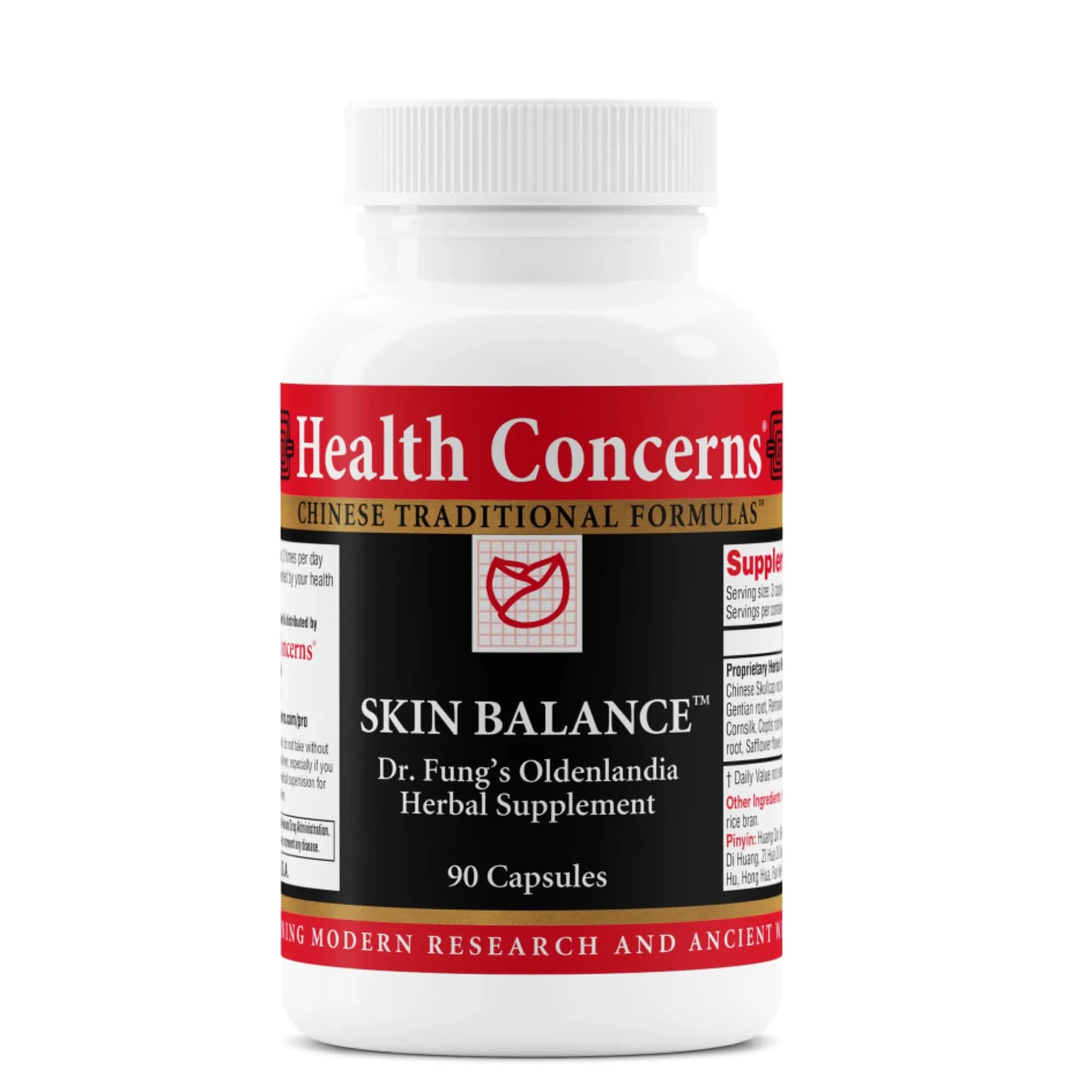 Health Concerns Skin Balance – Herbal Supplement for Skin Support, Itching Relief, & Circulation – Chinese Herbal Supplements for Men & Women – Skullcap, Dong Quai, Coptis Root - 90 Capsules