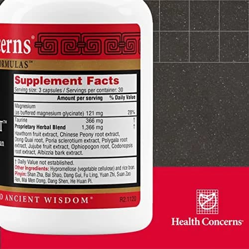 Health Concerns Calm Spirit - Stress Relief Supplement for Men & Women - Herbal Calming Support - Eases Tension & Nervousness - Magnesium, Hawthorn, Chinese Peony & Taurine - 90 Capsules thumbnail 2