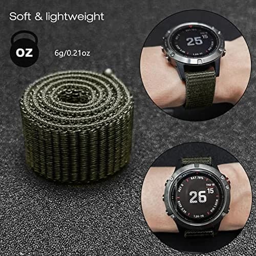 Abanen Hook and Loop Watch Band 22mm Black Green | Compatible with Garmin Fenix 8/7/6/5, Instinct 3/2, epix Pro 47mm thumbnail 5