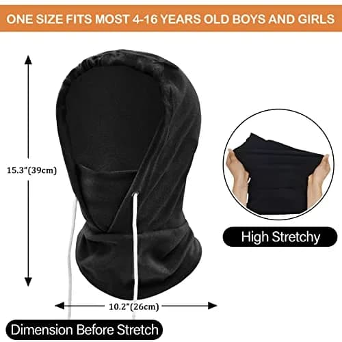 Ineetatu Kids Winter Balaclava Windproof Hats (2-Pack, Black + Purple) | Warm Fleece Ski Mask for Boys & Girls thumbnail 6