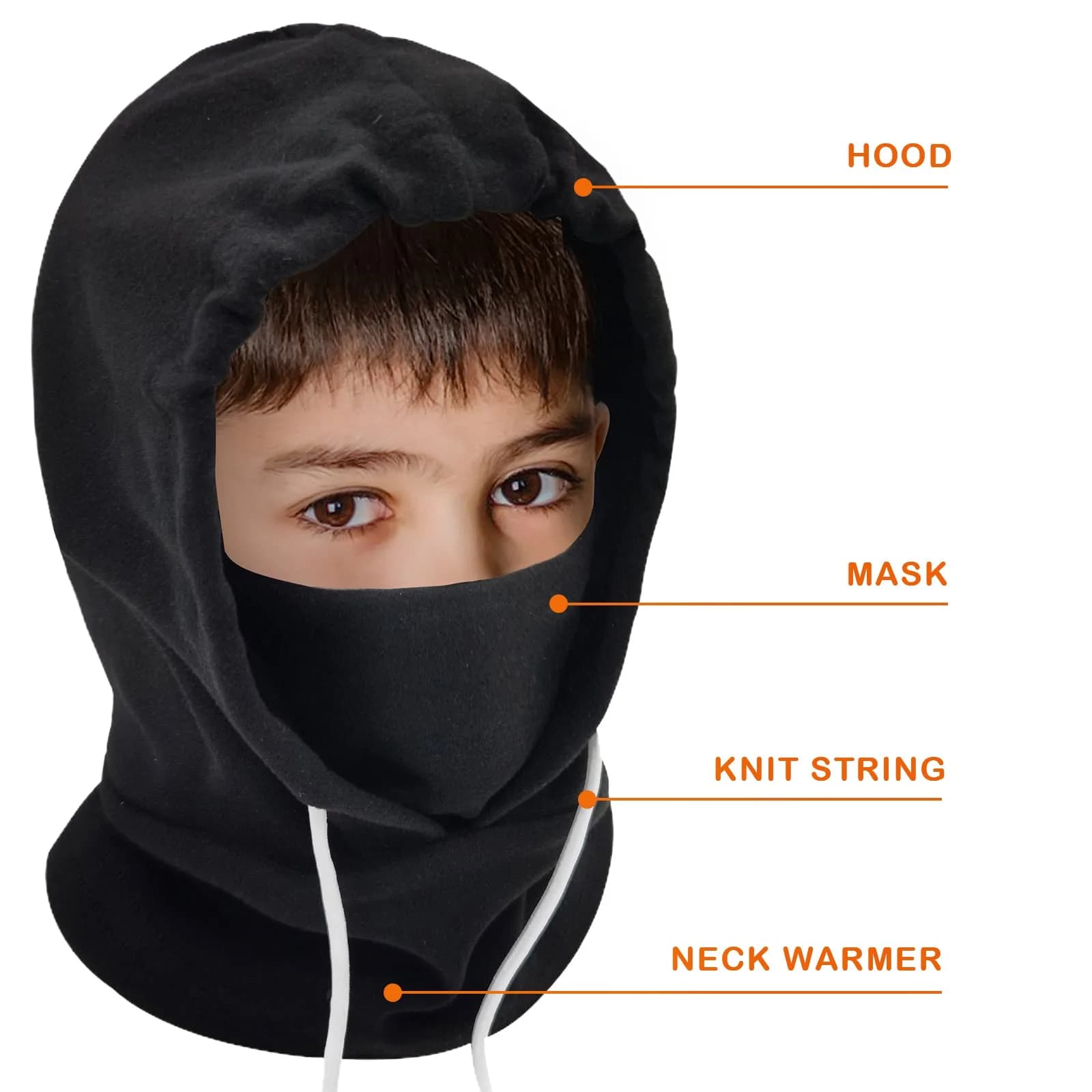 Ineetatu Kids Winter Balaclava Windproof Hats (2-Pack, Black + Purple) | Warm Fleece Ski Mask for Boys & Girls - view 2