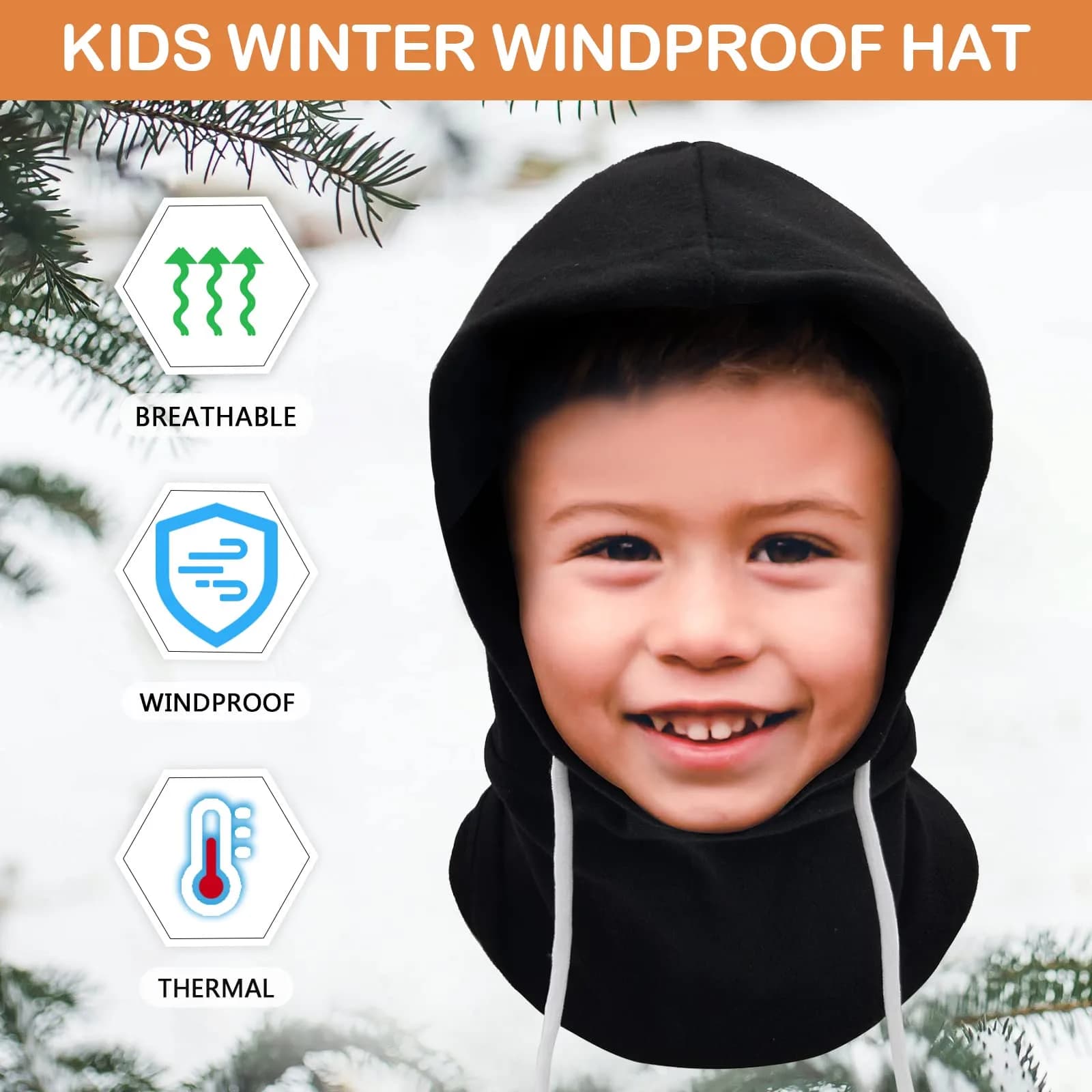 Ineetatu Kids Winter Balaclava Windproof Hats (2-Pack, Black + Purple) | Warm Fleece Ski Mask for Boys & Girls - view 3