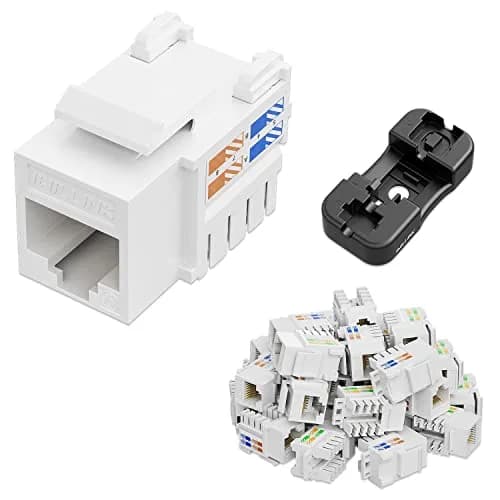 iwillink 10Gbps Cat6 Keystone Jack 25-Pack White | High-Speed Network Connectivity thumbnail 1