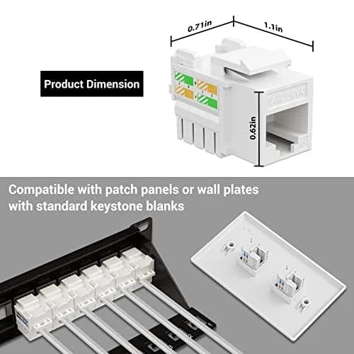 iwillink 10Gbps Cat6 Keystone Jack 25-Pack White | High-Speed Network Connectivity thumbnail 4