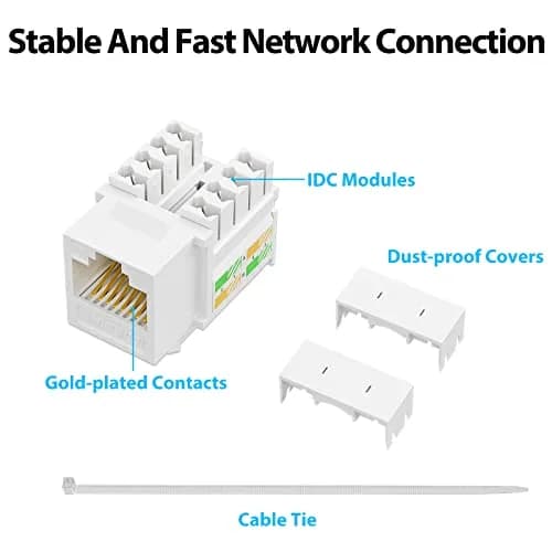 iwillink 10Gbps Cat6 Keystone Jack 25-Pack White | High-Speed Network Connectivity thumbnail 5