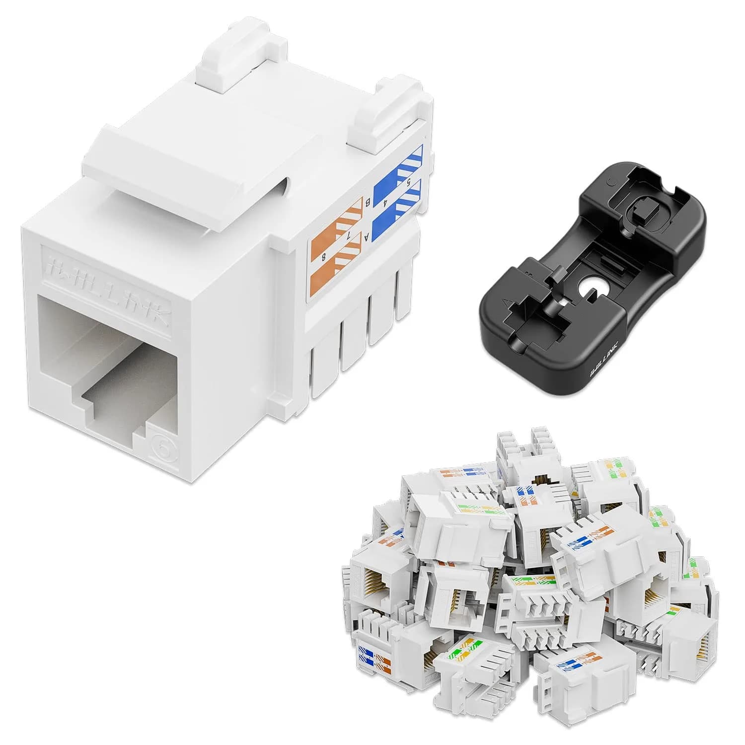 iwillink 10Gbps Cat6 Keystone Jack 25-Pack White | High-Speed Network Connectivity - main product image