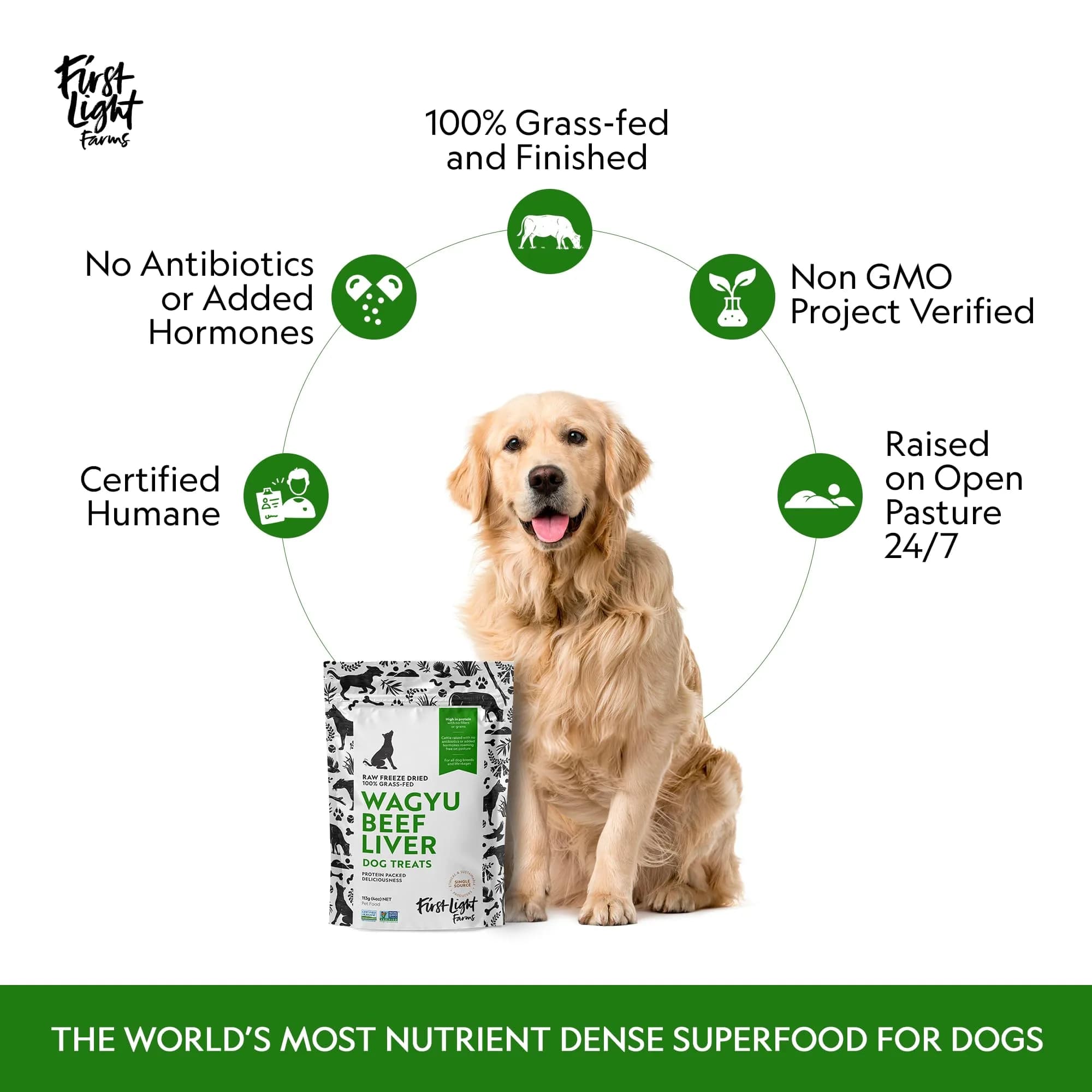 First Light Farms Freeze-Dried Wagyu Beef Liver Dog Treats 113g (4oz) | Nutrient-Dense Superfood for All Breeds - view 5