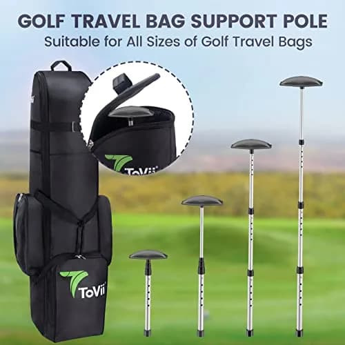 ToVii Golf Travel Bag Support Pole, Telescopic Aluminum Alloy, Impact-Resistant, Black | Adjustable & Lightweight thumbnail 6