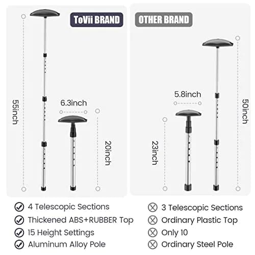ToVii Golf Travel Bag Support Pole, Telescopic Aluminum Alloy, Impact-Resistant, Black | Adjustable & Lightweight thumbnail 3