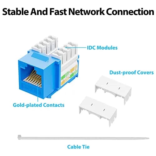 iwillink 10Gbps Cat6 Keystone Jack 10-Pack Blue | 100m Ethernet Cable Length Support thumbnail 5