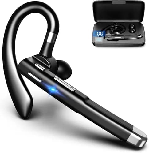 Hsility Bluetooth Headset V6.1 Business Earbud with 500mAh Case | 100Hrs Talk Time Dual Noise Cancelling Wireless Earpiece thumbnail 1