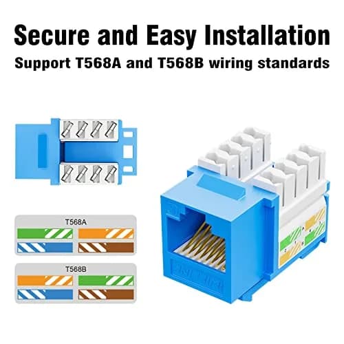 iwillink 10Gbps Cat6 Keystone Jack, 25-Pack, Blue | High-Speed Ethernet Network Adapter thumbnail 6