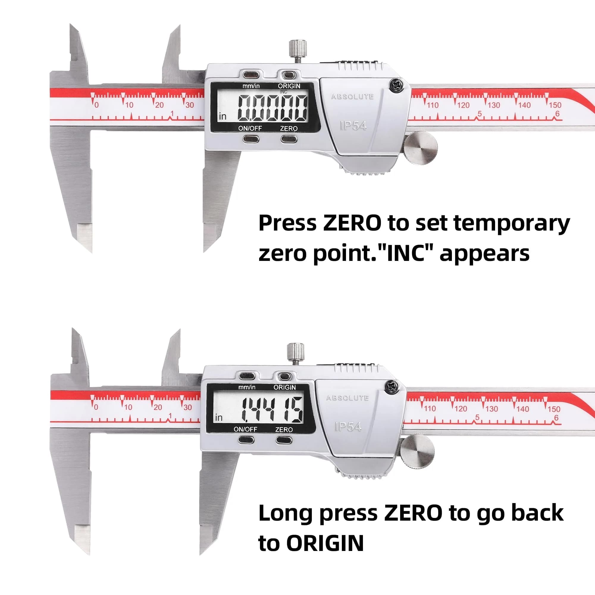 VINCA DCRA-0605 6 Inch Digital Caliper - Stainless Steel, IP54 Precision Measurement - view 4