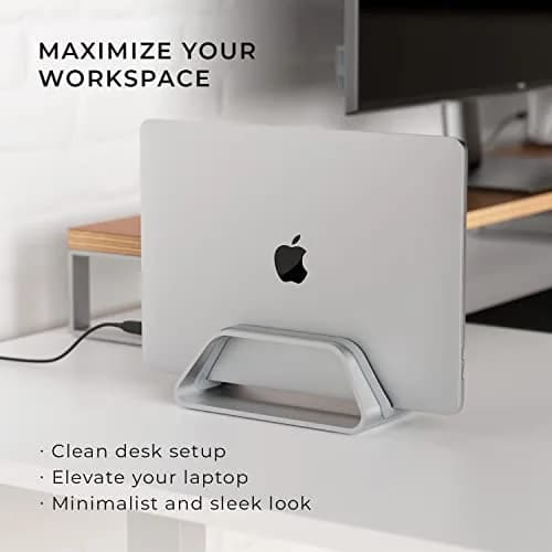 HumanCentric Vertical Laptop Stand for MacBook Pro & Air, Aluminium, Silver | Fits 2016-2025 Models thumbnail 5