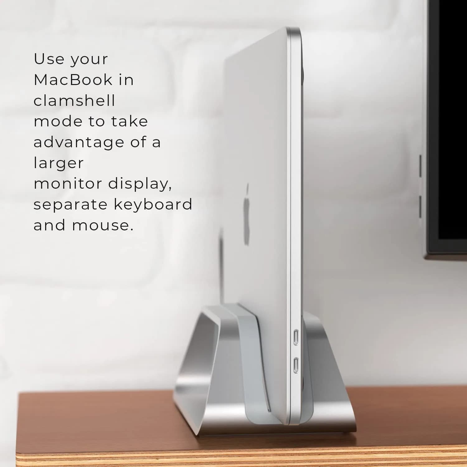 HumanCentric Vertical Laptop Stand for MacBook Pro & Air, Aluminium, Silver | Fits 2016-2025 Models - view 7
