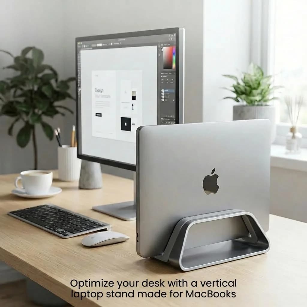 HumanCentric Vertical Laptop Stand for MacBook Pro & Air, Aluminium, Silver | Fits 2016-2025 Models - view 8