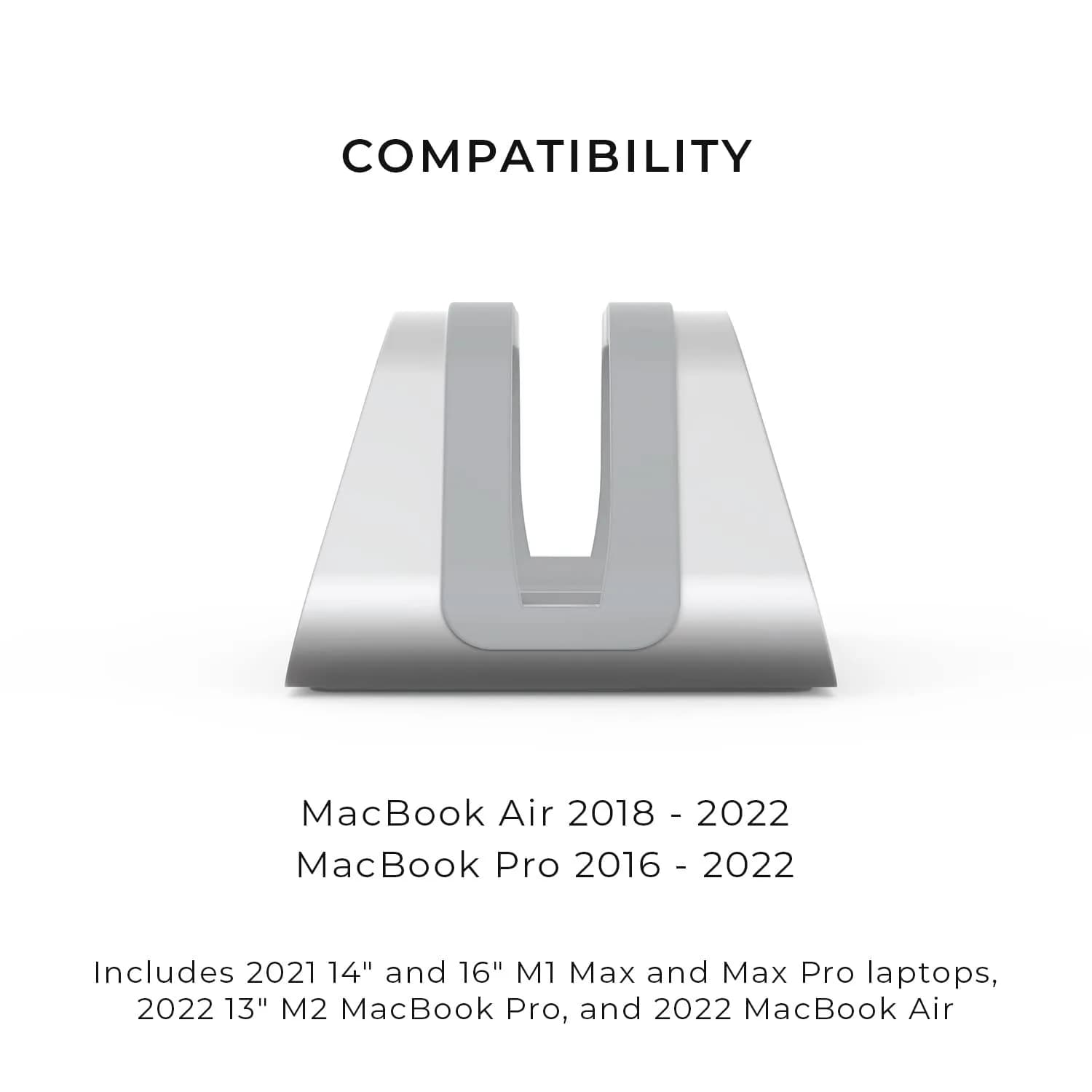 HumanCentric Vertical Laptop Stand for MacBook Pro & Air, Aluminium, Silver | Fits 2016-2025 Models - view 4