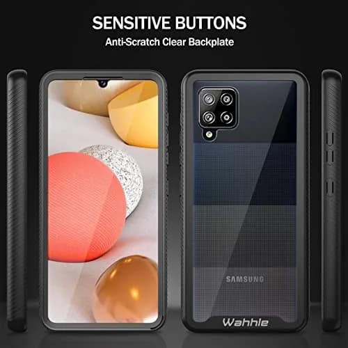 wahhle Compatible with Samsung Galaxy A42 5G Case, Built in Screen Protector Slim Fit Shockproof Cover | Black/Clear thumbnail 5