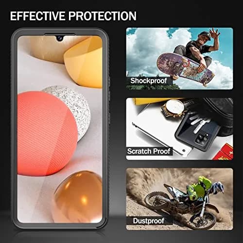 wahhle Compatible with Samsung Galaxy A42 5G Case, Built in Screen Protector Slim Fit Shockproof Cover | Black/Clear thumbnail 6