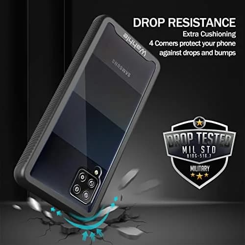 wahhle Compatible with Samsung Galaxy A42 5G Case, Built in Screen Protector Slim Fit Shockproof Cover | Black/Clear thumbnail 2