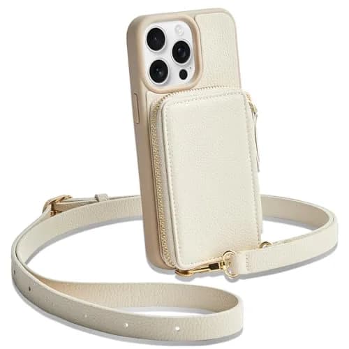ZVE iPhone 13 Pro Wallet Case with RFID Blocking, Leather Crossbody & Detachable Lanyard | Full Protection thumbnail 1