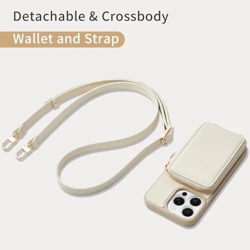 ZVE iPhone 13 Pro Wallet Case with RFID Blocking, Leather Crossbody & Detachable Lanyard | Full Protection thumbnail 5