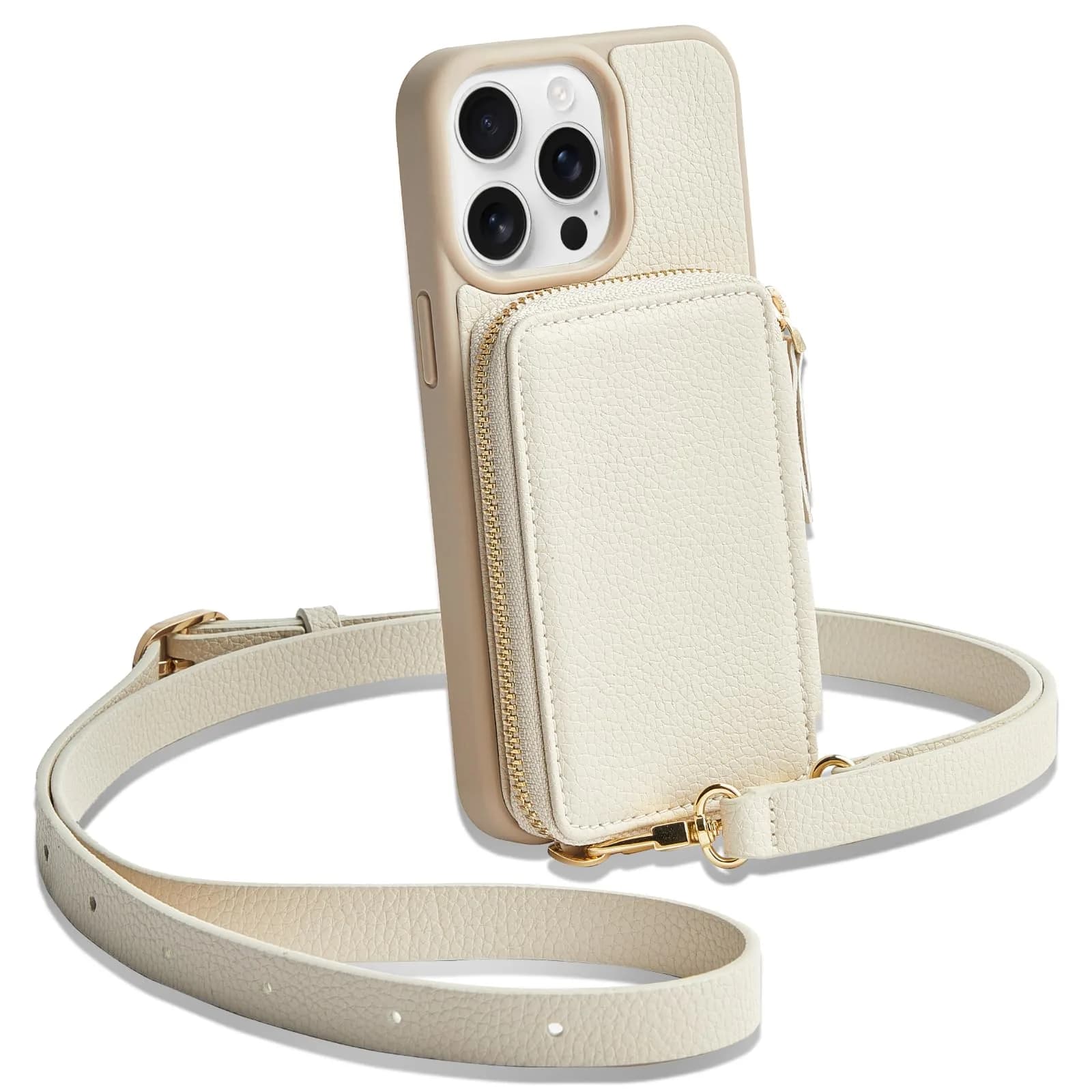 ZVE iPhone 13 Pro Wallet Case with RFID Blocking, Leather Crossbody & Detachable Lanyard | Full Protection