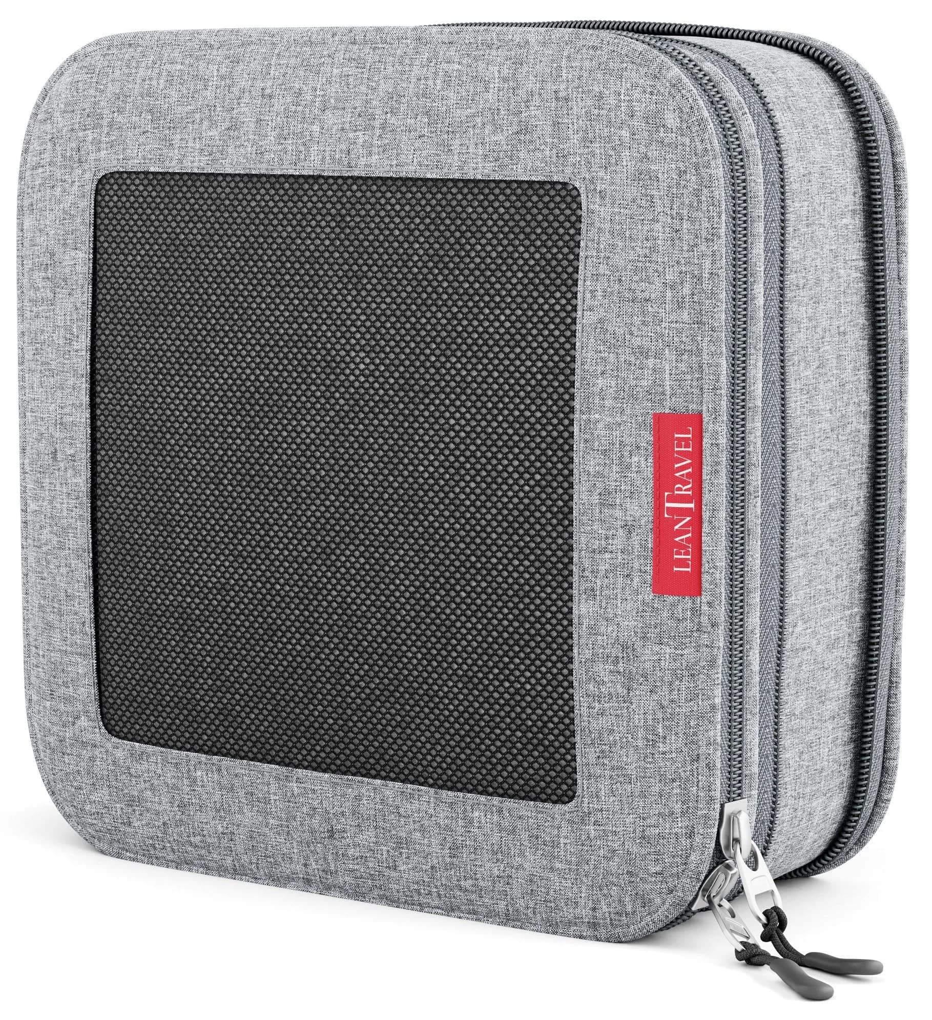 LeanTravel Premium Compression Packing Cubes for Travel - Suitcase Organizer Bags with Double Zipper & Breathable Mesh Panel - Space Saving Carry On Luggage Essentials (1 Medium Bag, Grey) - main product image