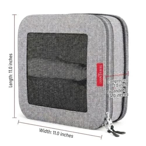 LeanTravel Premium Compression Packing Cubes for Travel - Suitcase Organizer Bags with Double Zipper & Breathable Mesh Panel - Space Saving Carry On Luggage Essentials (1 Medium Bag, Grey) thumbnail 4